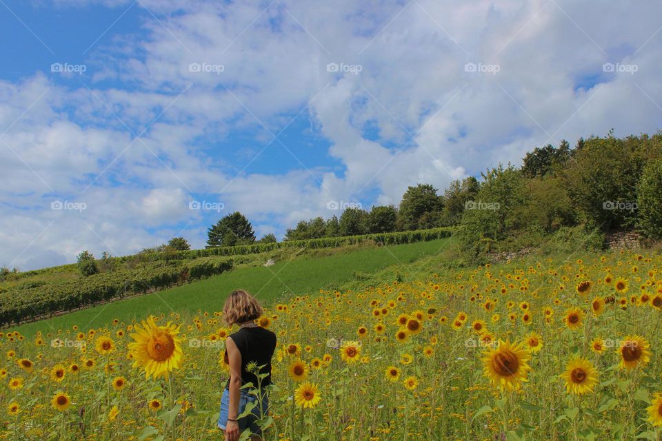 Woman in sunflowers field 🌻