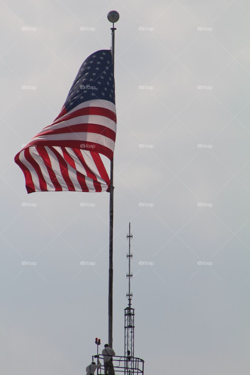 American flag in the wind 