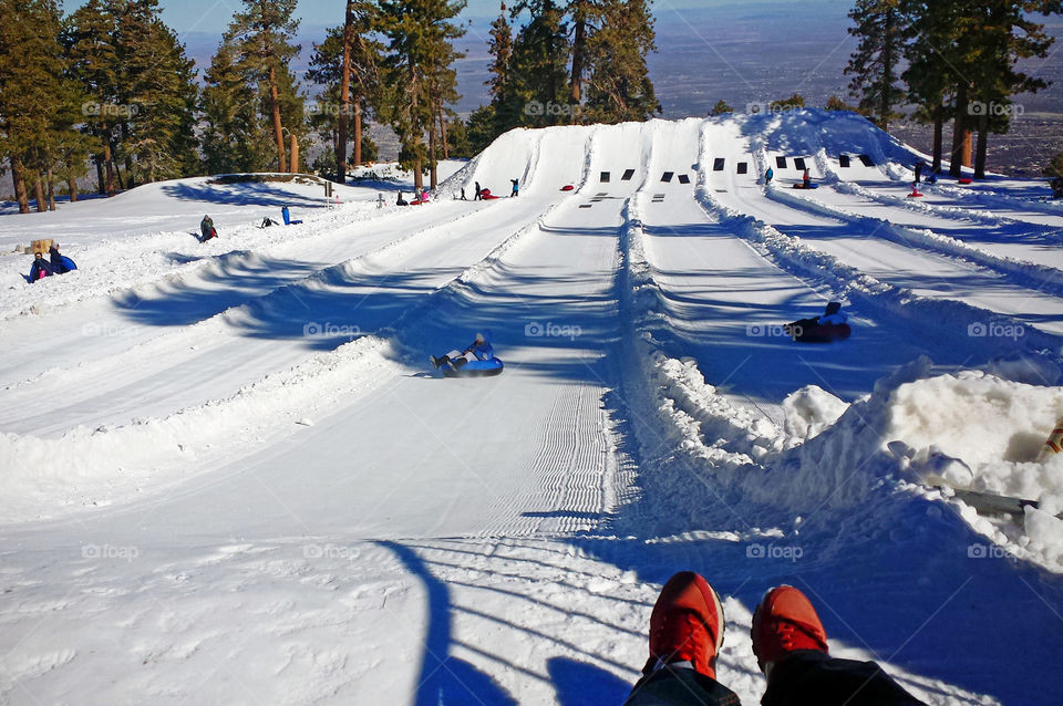 snow tubing park during winter