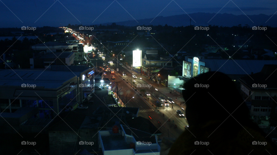 watching Magelang city, Indonesia, at night from high floor, turns out not boring at all..