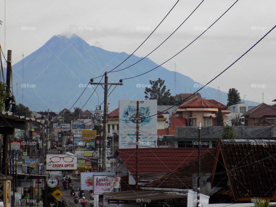 Mount Merapi seen from a distance