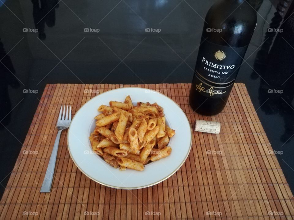 pasta with red wine