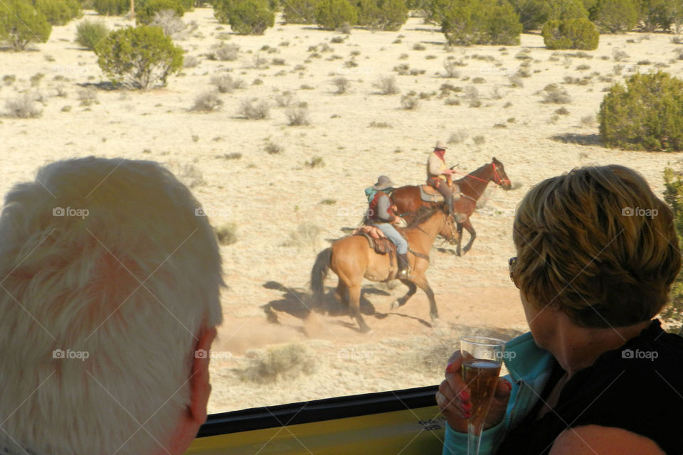 Horsemen Viewed from the Grand Canyon Train