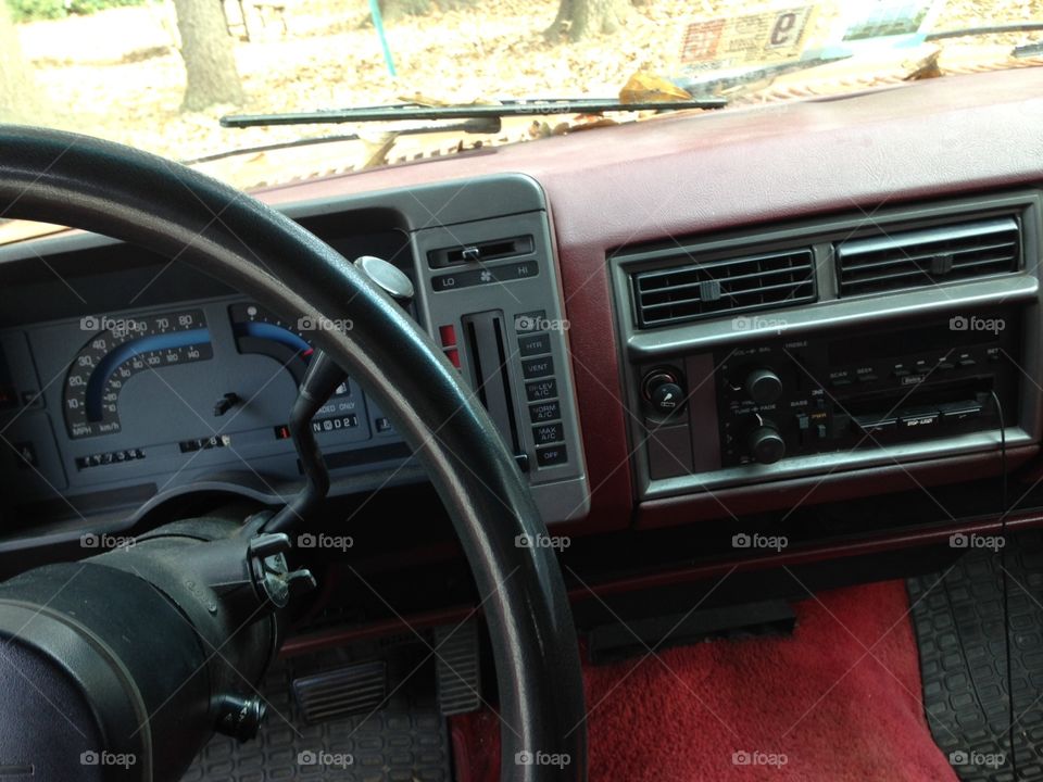 Steering wheel view in an 89 GMC Jimmy