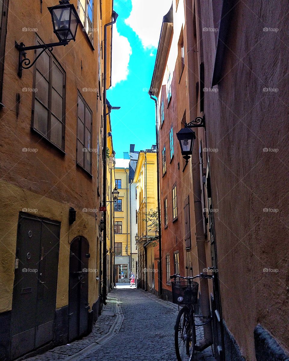Narrow alley in oldtown Stockholm