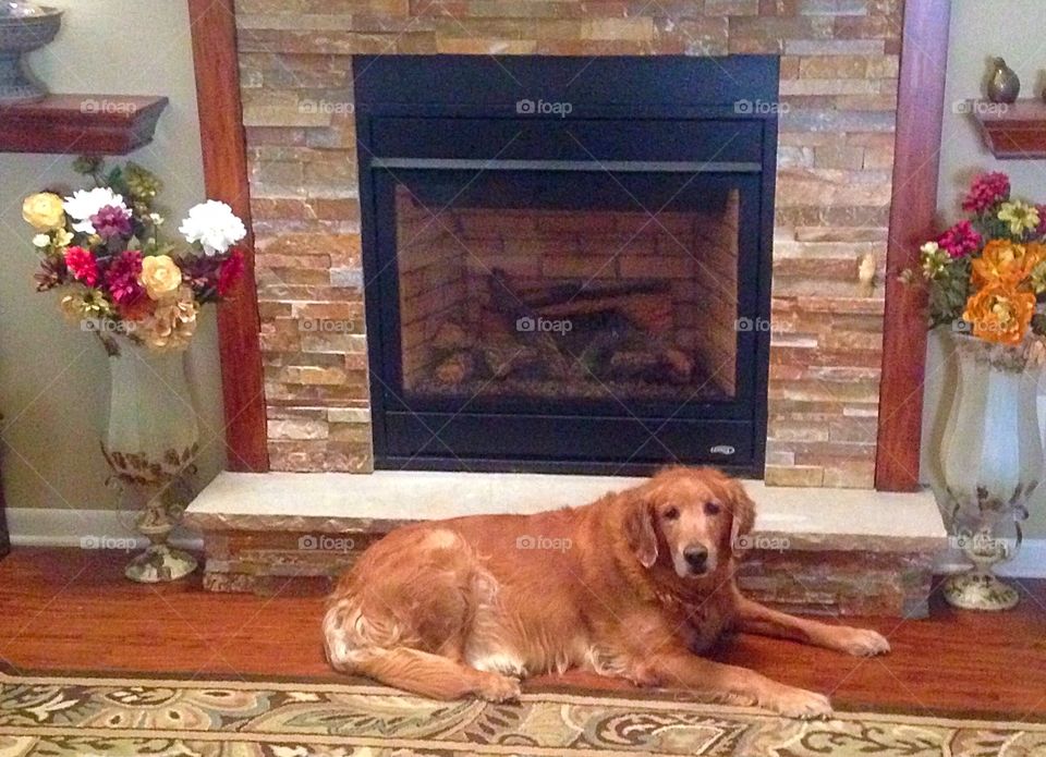 Fireplace. Our Kali girl posing in front of the fireplace