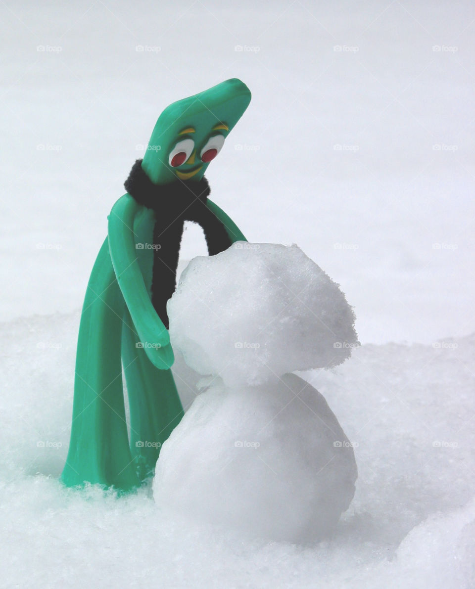 Gumby Making a Snowman