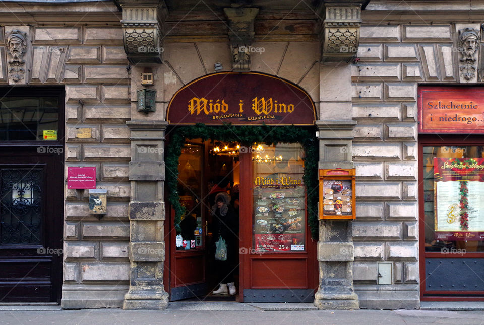 Architecture in the Old Town in Kraków, Poland.