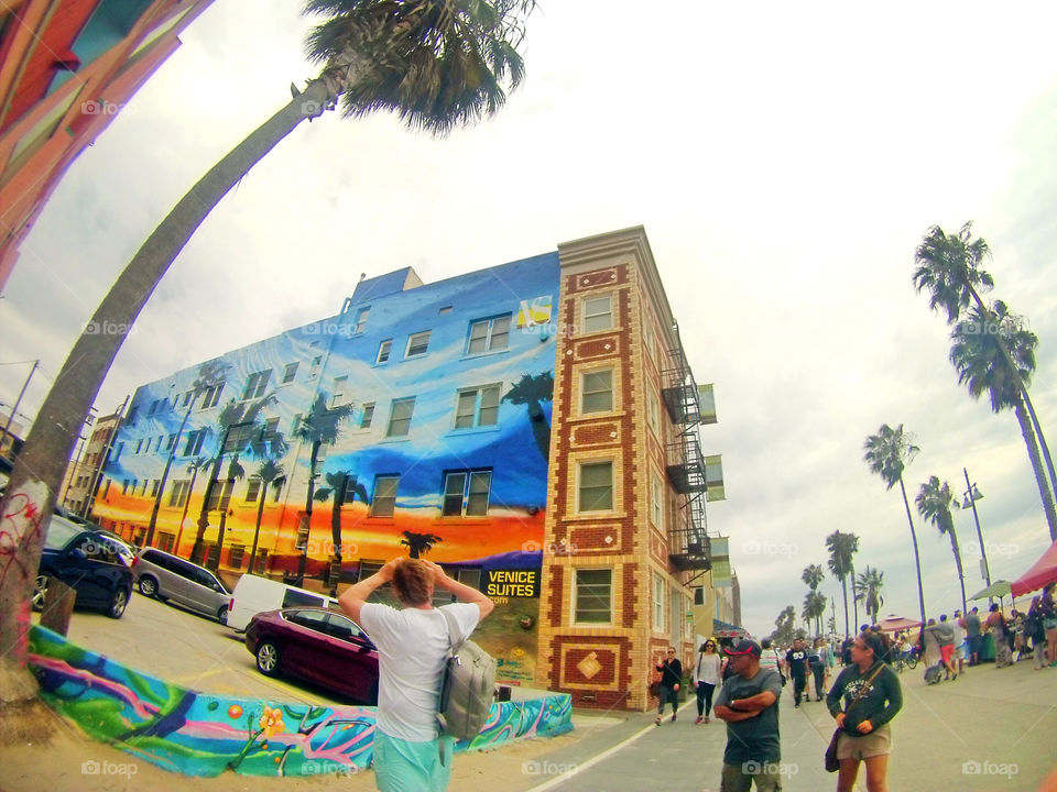 venice beach walk wall mural