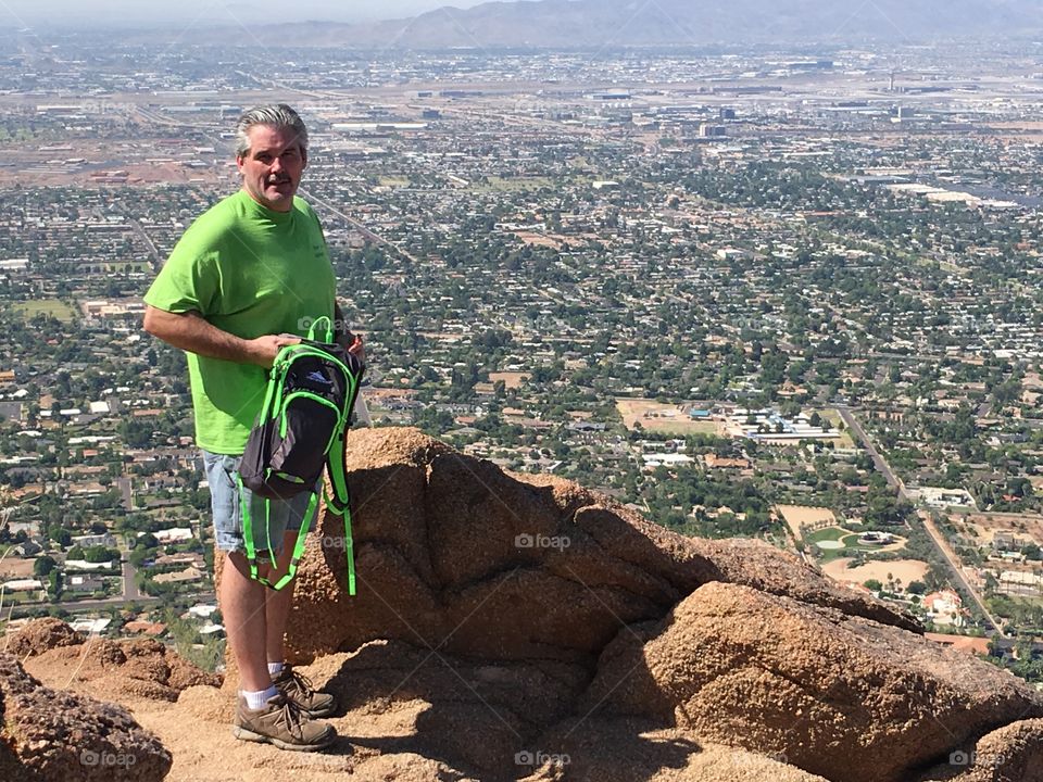 Hiker and valley view.