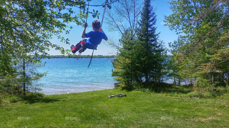 swinging by the lake