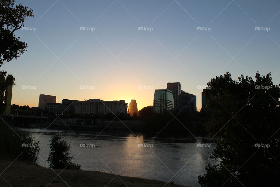 No Person, Sunset, Dawn, Water, City