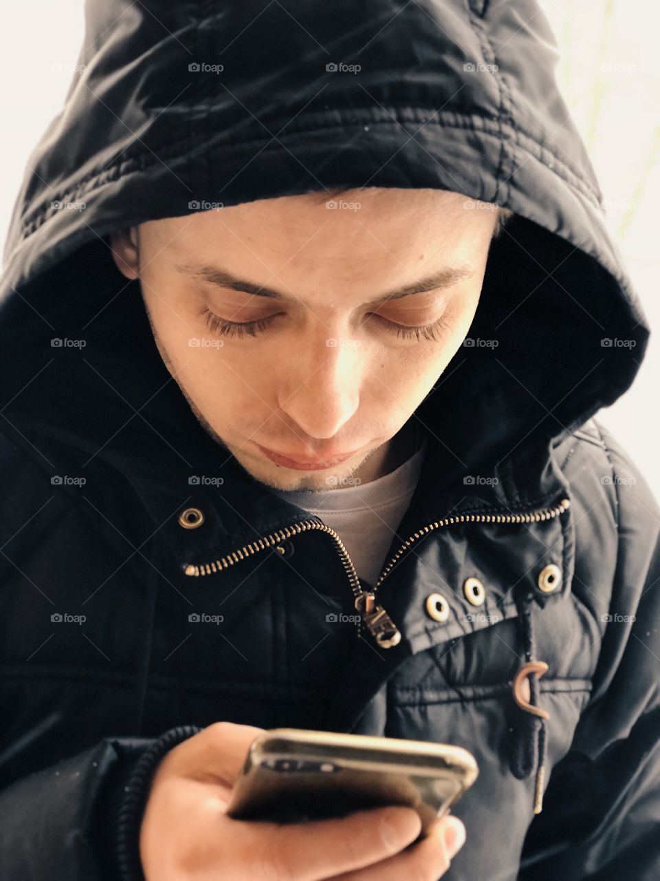 Young man using smartphone