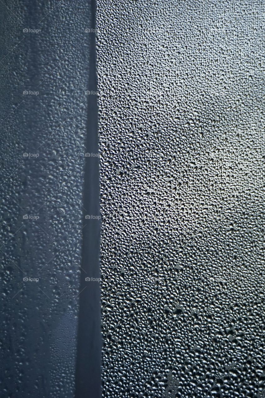 Frosted windowpane, a telltale sign of winter. 
