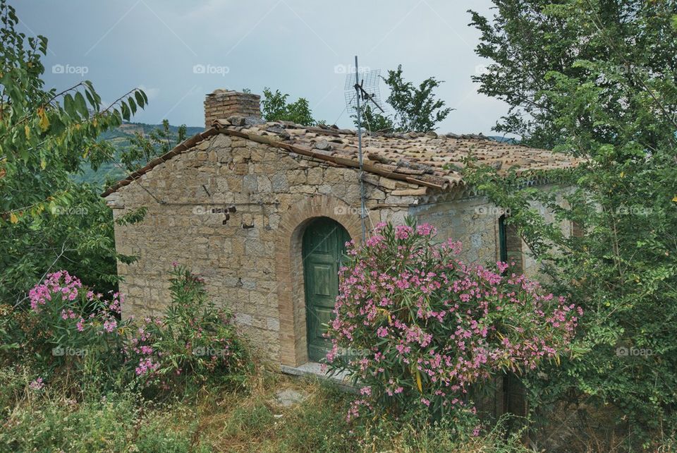 Stone house on the mountain of the Abruzzo's region