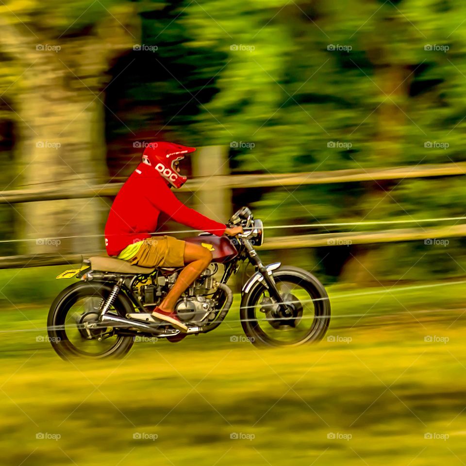 Motion captured while motorbike flies past...