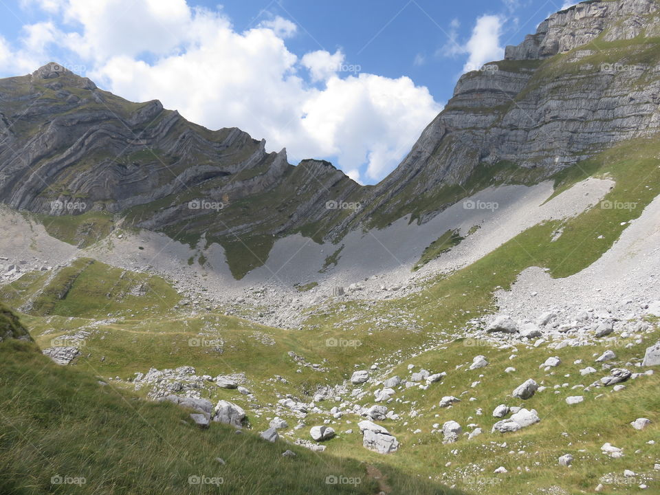 Mountain landscape range in shadow