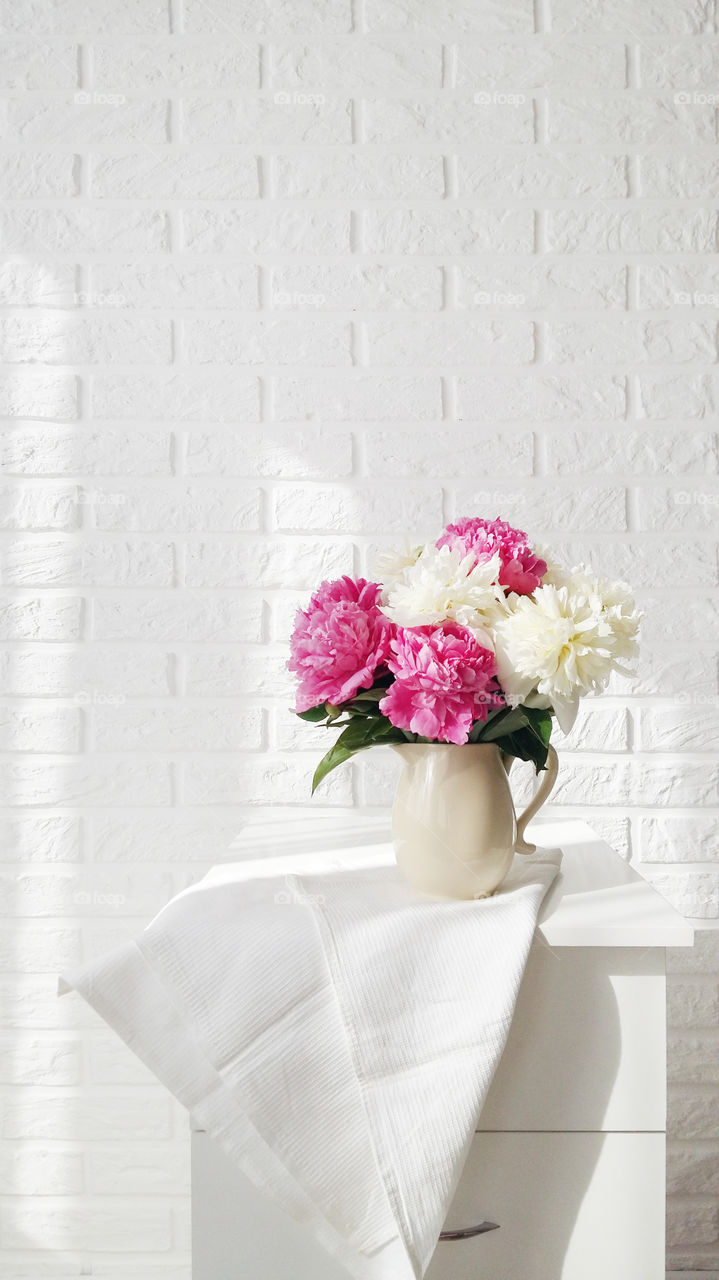 Beautiful bouquet of peonies. Flowers