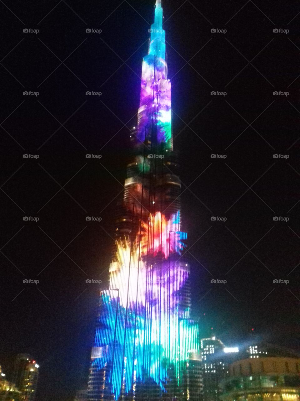 Burj khalifa at night time view.