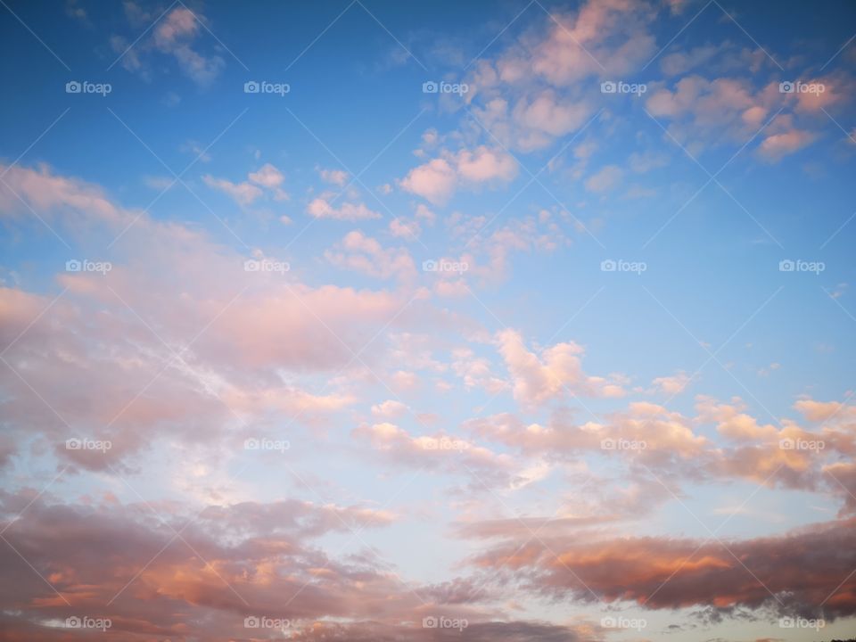 Pink clouds at sunset in Gaspésie, Québec, Canada.