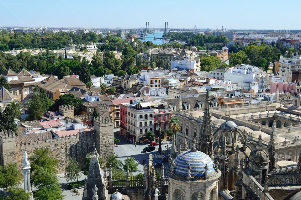 View of Sevilla and river Guadalquivir