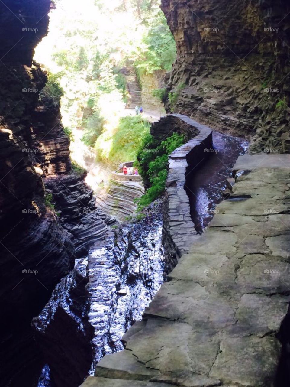Hiking trails thru gorges in Watkins Glen New York State Park.  