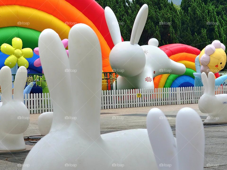 Rainbows Bunnies Easter at Victoria Park Hong Kong