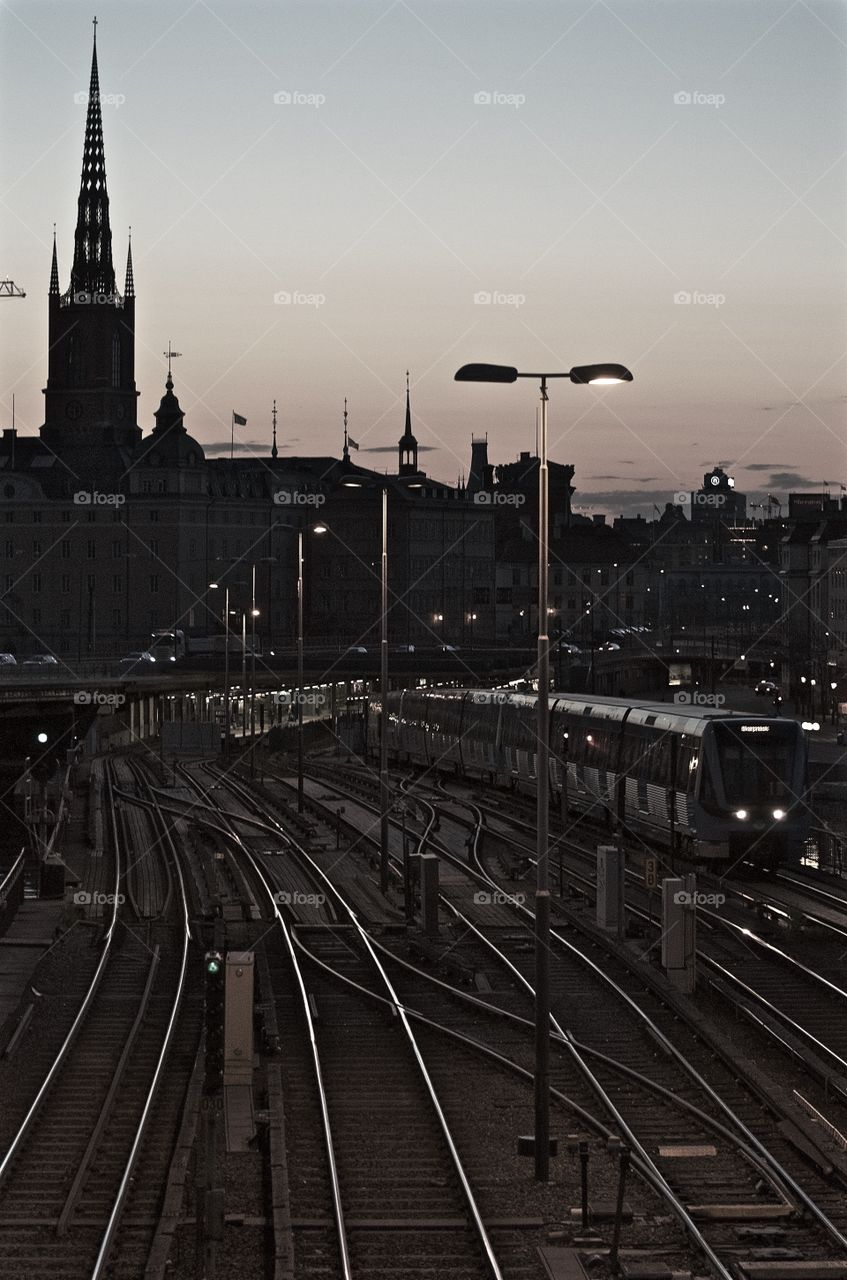 Railway lines snaking their way through the city 