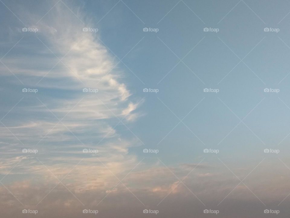 minimalism blue sky and clouds