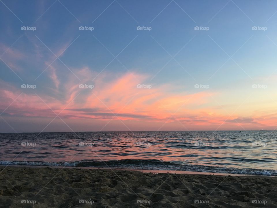 Sunset, Beach, Water, Sea, Dawn