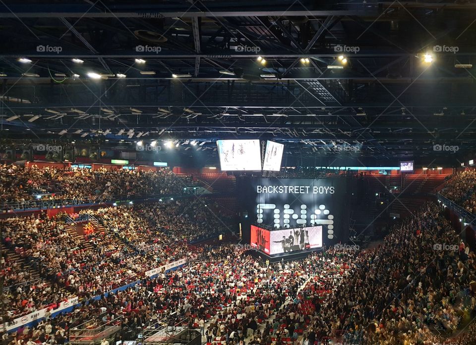 Backstreet Boys concert in Italy in 2019 with DNA World Tour. The Mediolanum Forum Assago in Milan.