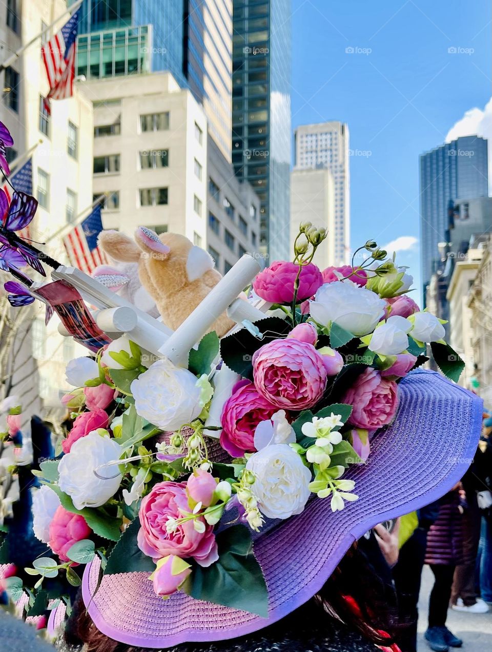 Easter bonnet beautifully decorated and eye catching. 