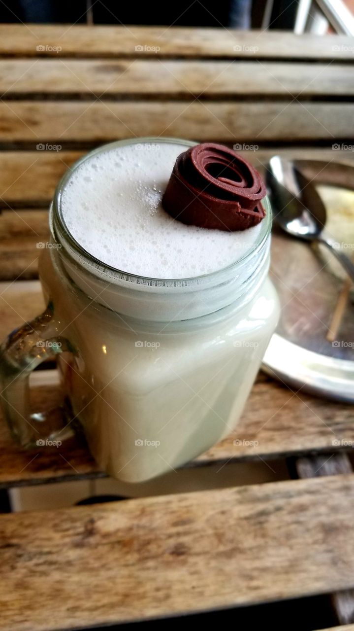 old fashioned chocolate milk on a chilly day with oat milk at Alchemist Restaurant, Wilton Manors, Florida, USA