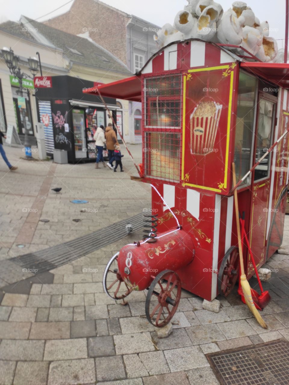 Novi Sad Serbia popcorn machine in pedestrian area