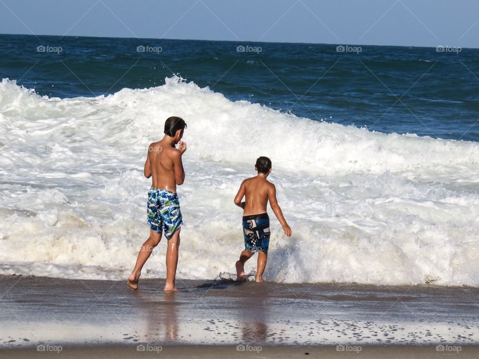 Playing in the sea