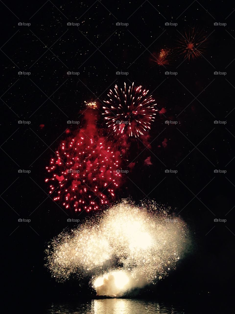 Fireworks on Lake Geneva. Swiss National Day at Lake Geneva in Vevey