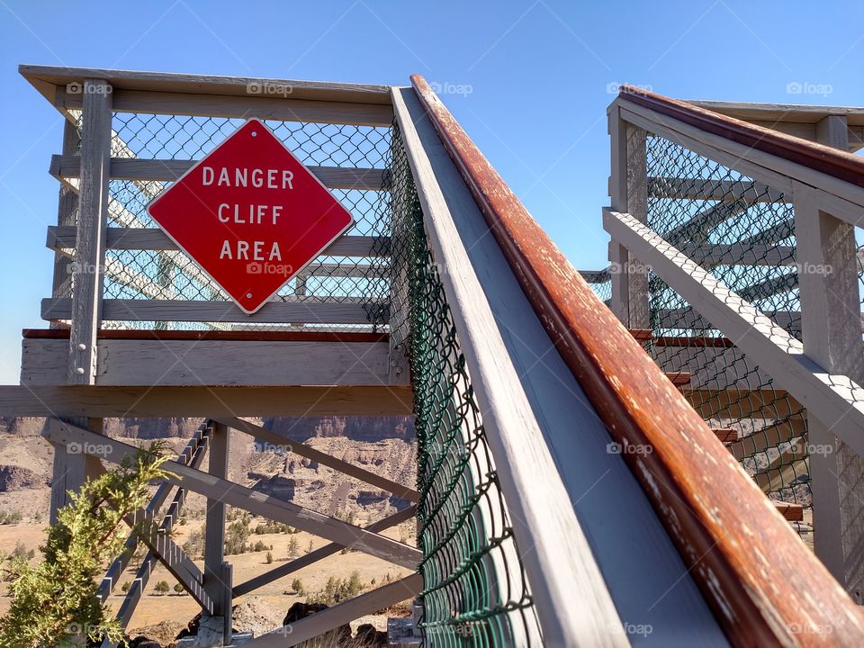 Caution Cliff Sign
