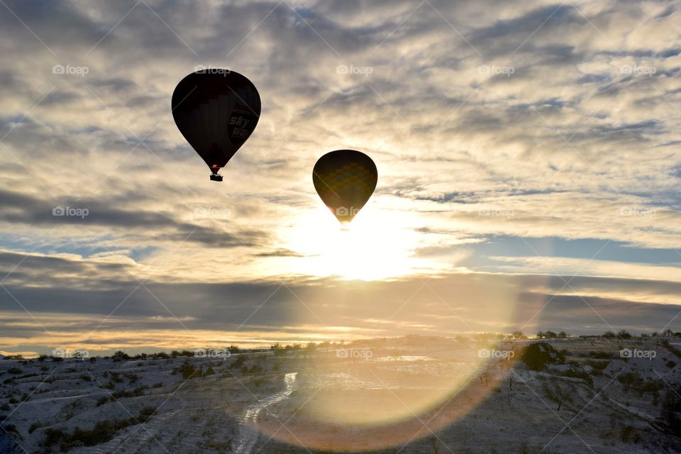 Hot Air Balloon flight at sun rise, cappadocia, turkey