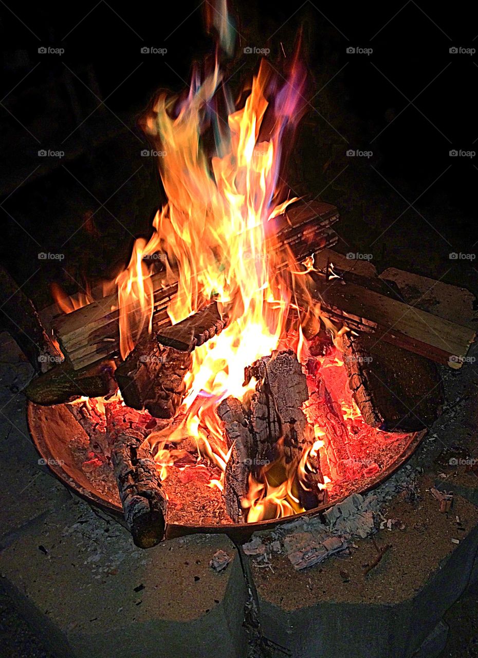 Orange flames campfire 