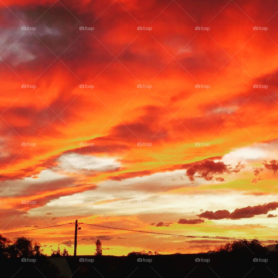 Another spectacular sunset in the Karoo ~ South Africa ~ ... looked like the sky was on fire