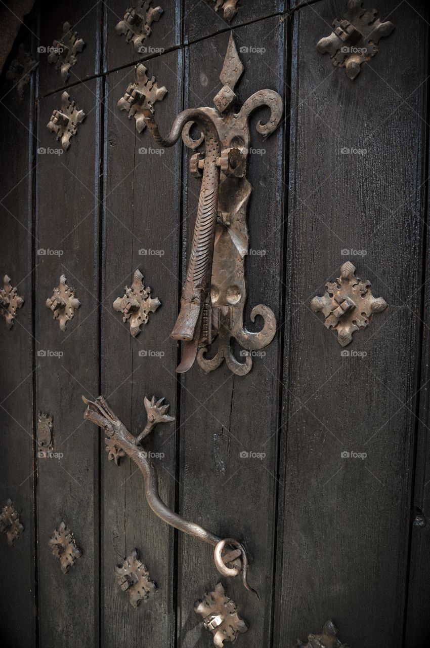 Close-up of an old wooden door