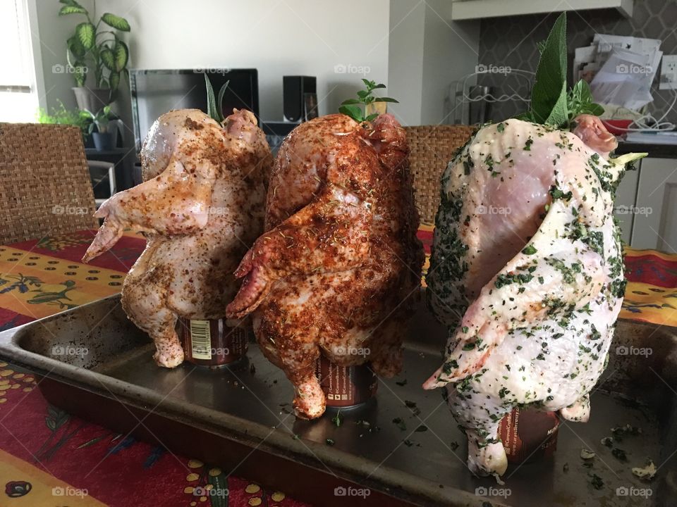 Beer can chicken preparation 