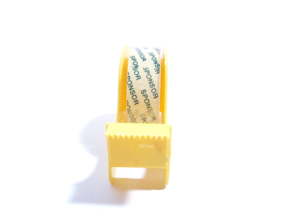 small yellow office tape on an isolated background (front)