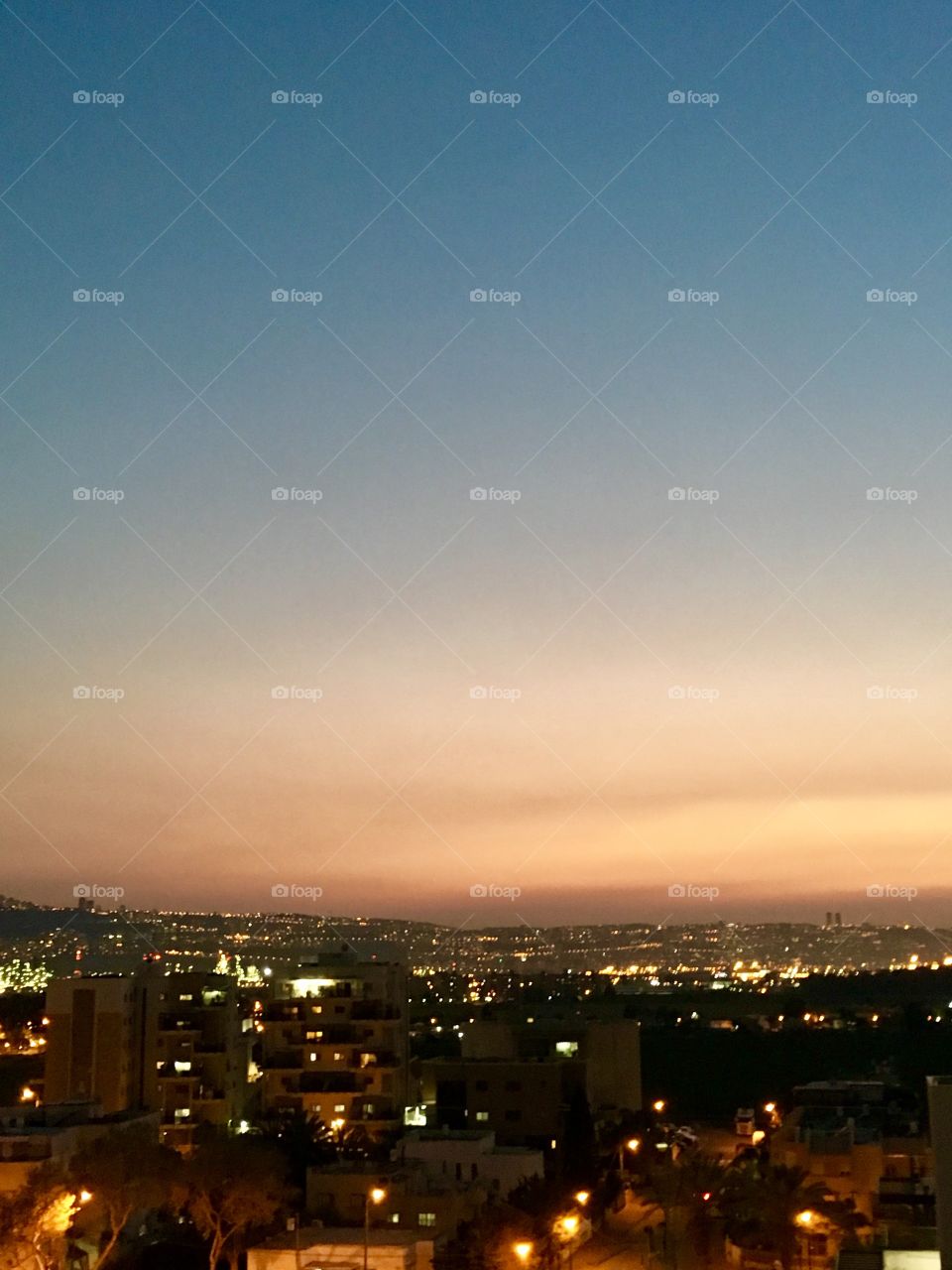 The sunset in the city