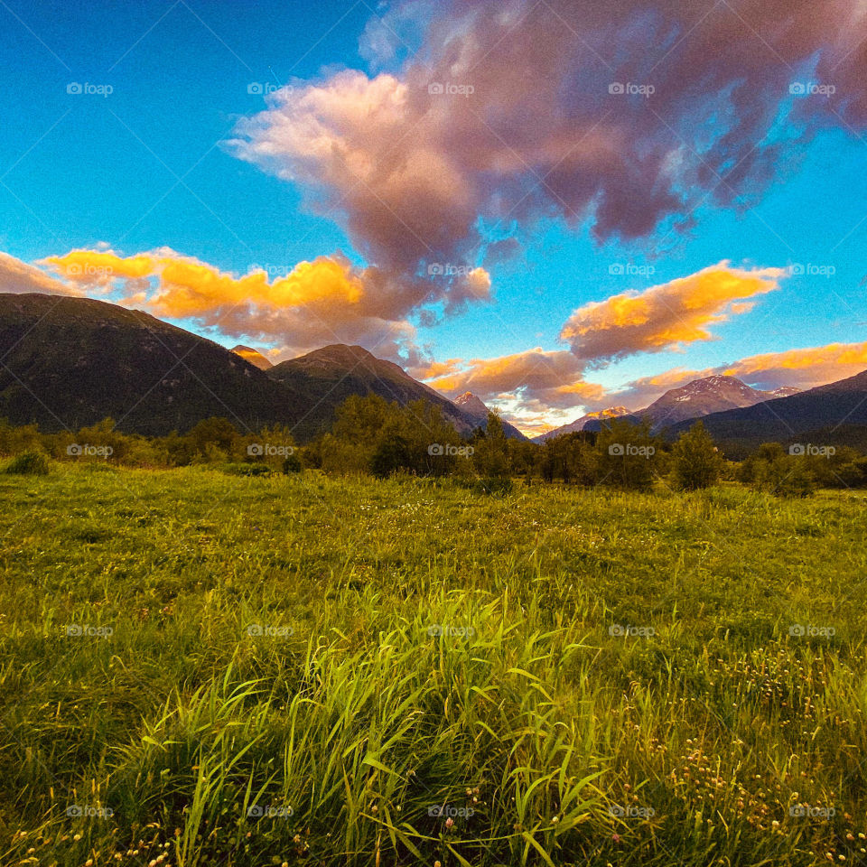 Beautiful evening in the mountains 