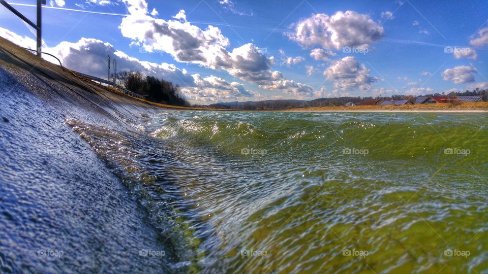Low Vintage point water and clouds