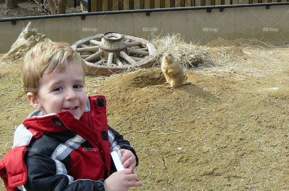 Boy and prairie dog