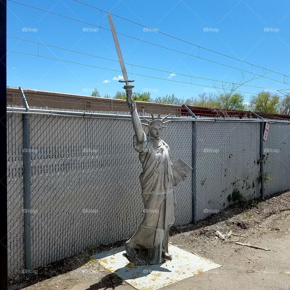 Statue of Liberty upcycled from aluminum