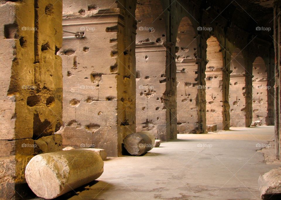 Colosseum in Rome . Inside the colosseum in Rome, Italy