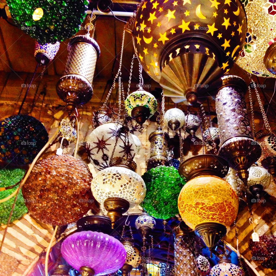 Lanterns. In a Murano glass store in Rome